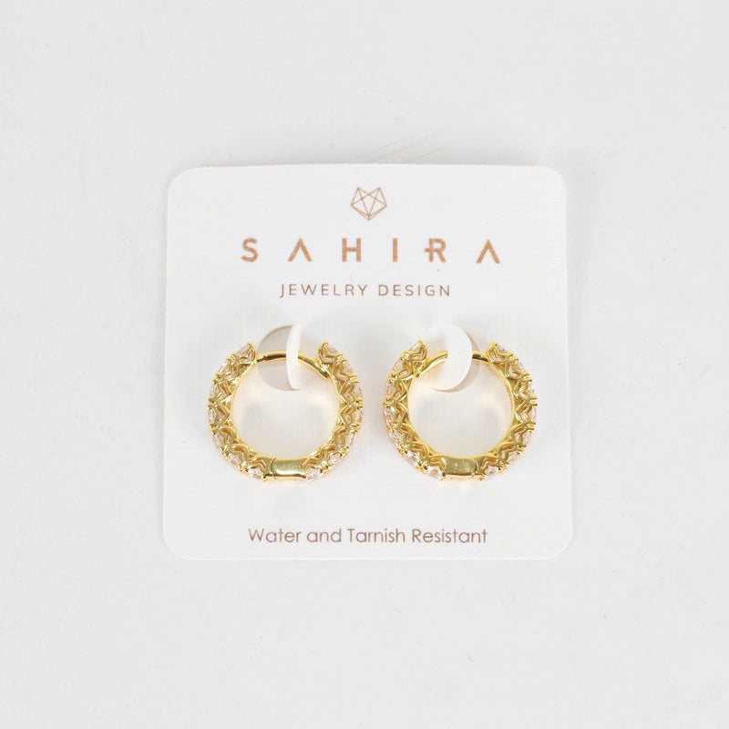 Sahira Piper Gold Cubic Zirconia 18mm Hoops