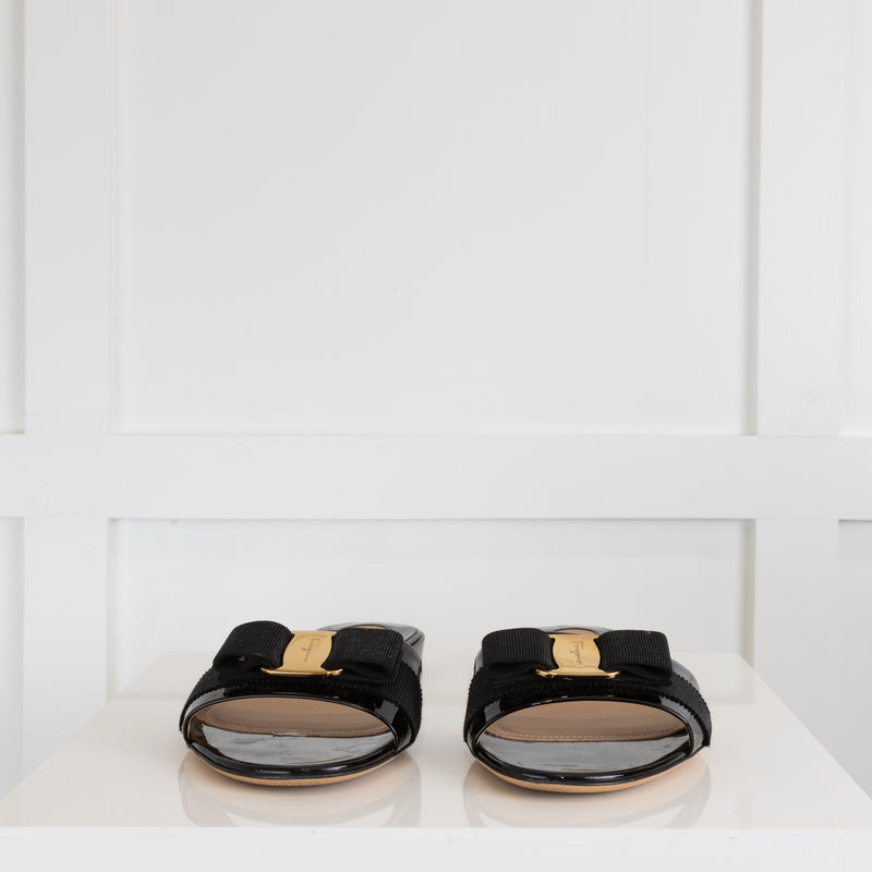 Salvatore Ferragamo Black Patent Sandal