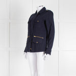 Katie & Jo Navy Blue Cotton Jacket With Orange Embroidered Back