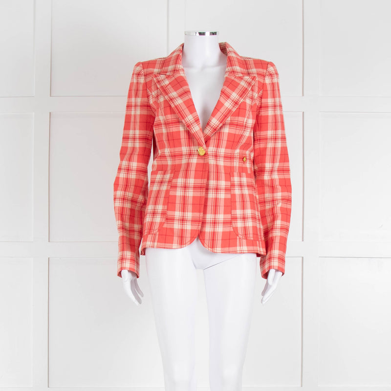 Smythe Orange Check Blazer With Gold Buttons