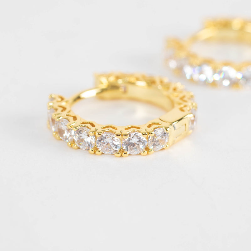 Sahira Piper Gold Cubic Zirconia 18mm Hoops