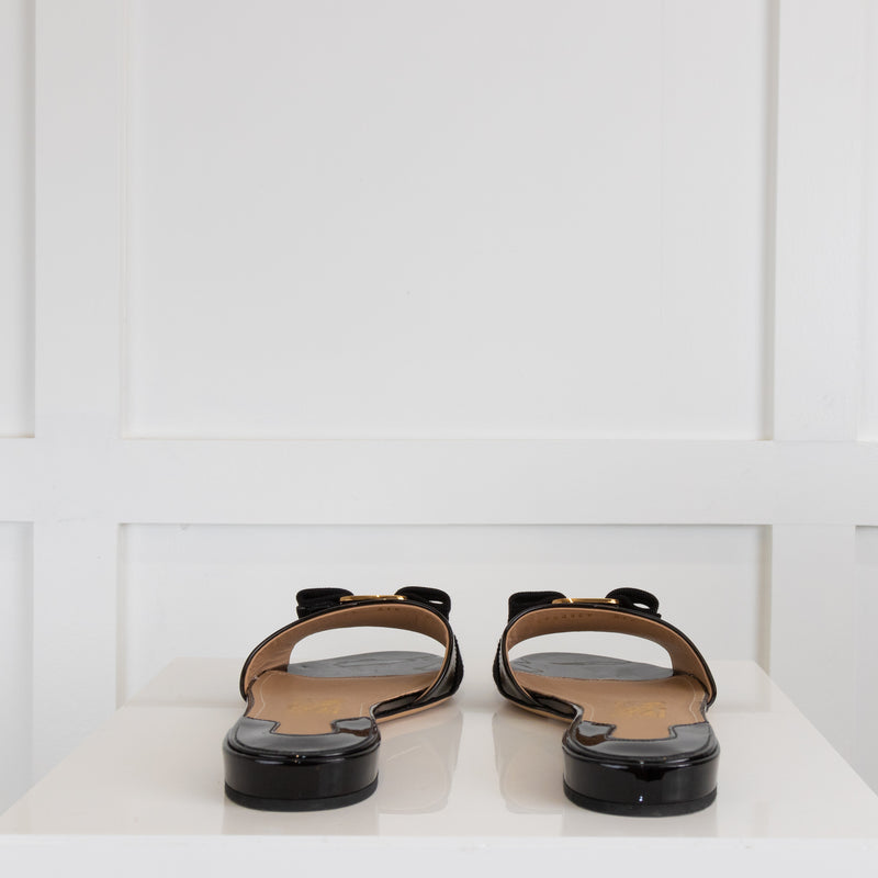 Salvatore Ferragamo Black Patent Sandal