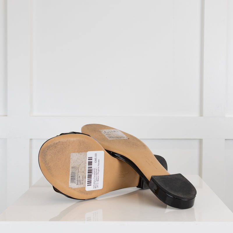 Salvatore Ferragamo Black Patent Sandal