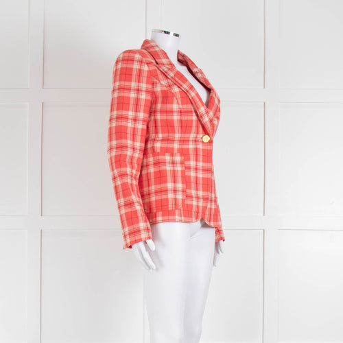 Smythe Orange Check Blazer With Gold Buttons
