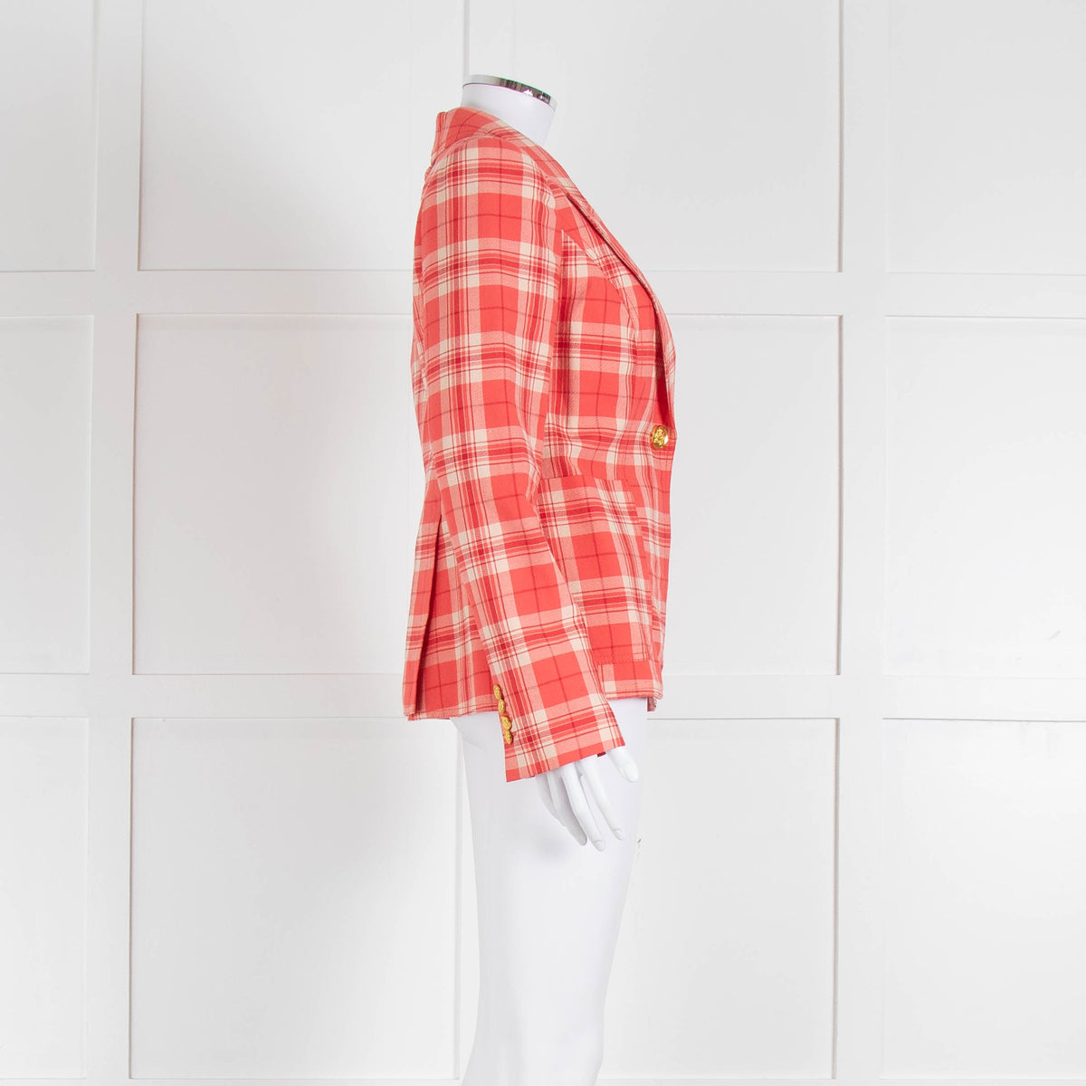Smythe Orange Check Blazer With Gold Buttons