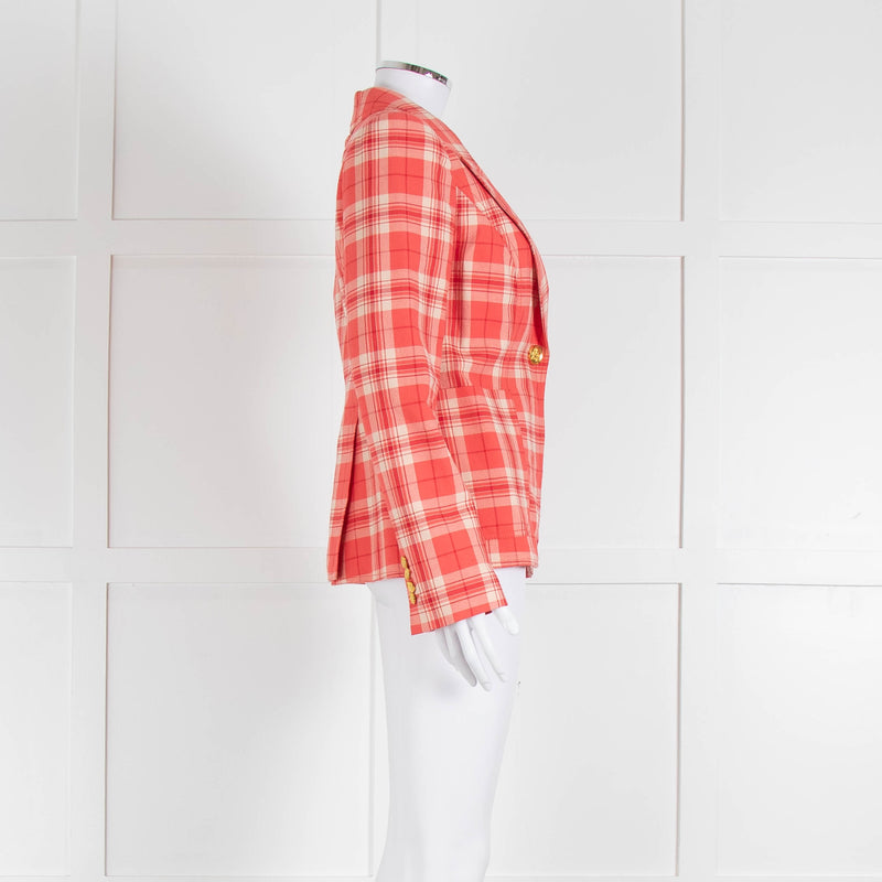 Smythe Orange Check Blazer With Gold Buttons