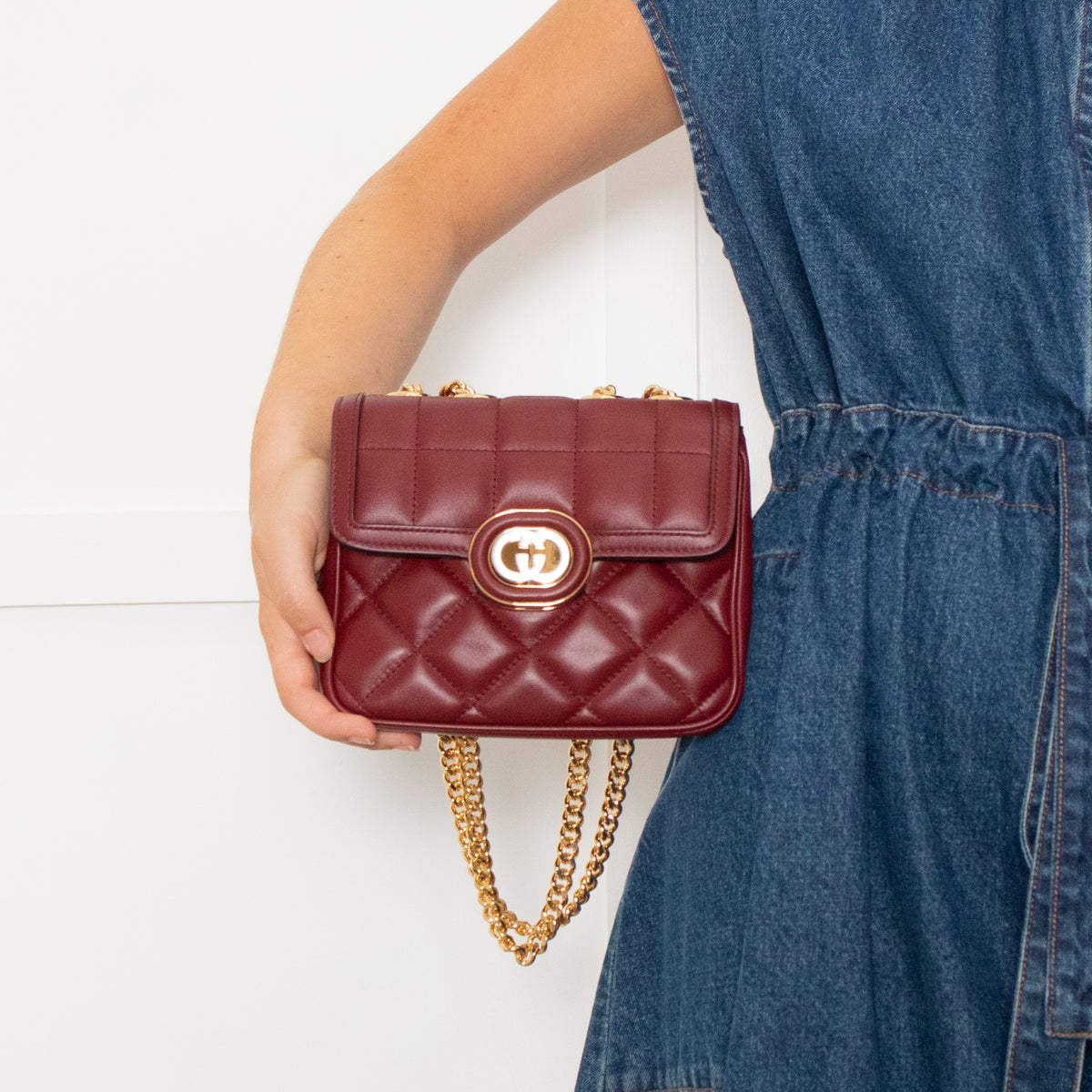 Gucci Red Deco Mini Quilted Leather Shoulder Bag