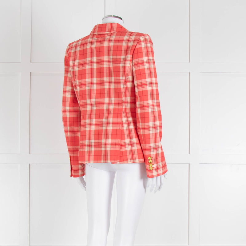 Smythe Orange Check Blazer With Gold Buttons