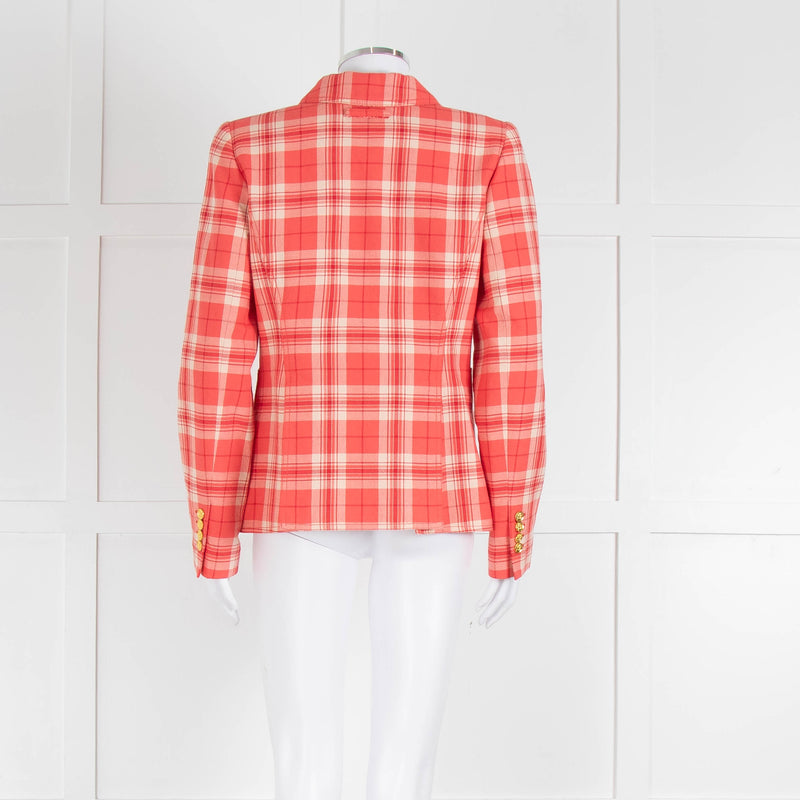 Smythe Orange Check Blazer With Gold Buttons