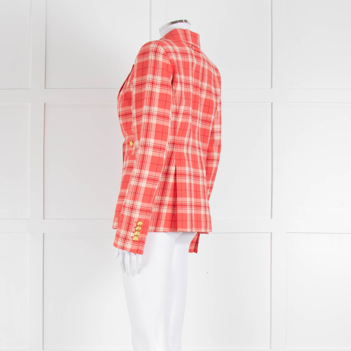 Smythe Orange Check Blazer With Gold Buttons