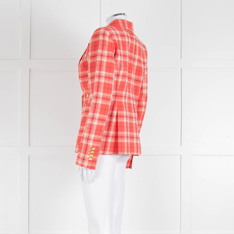 Smythe Orange Check Blazer With Gold Buttons