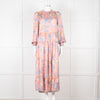 Dea Kudibal Blue and Pink Silk Tiered Maxi Dress