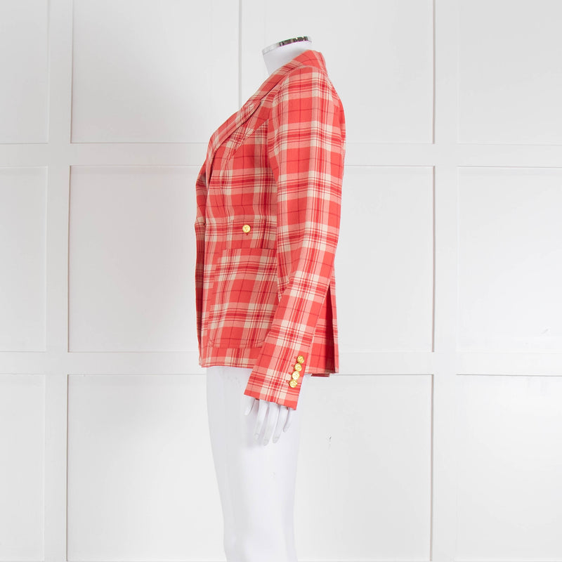 Smythe Orange Check Blazer With Gold Buttons