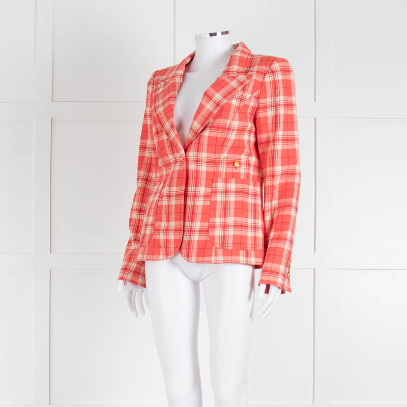 Smythe Orange Check Blazer With Gold Buttons