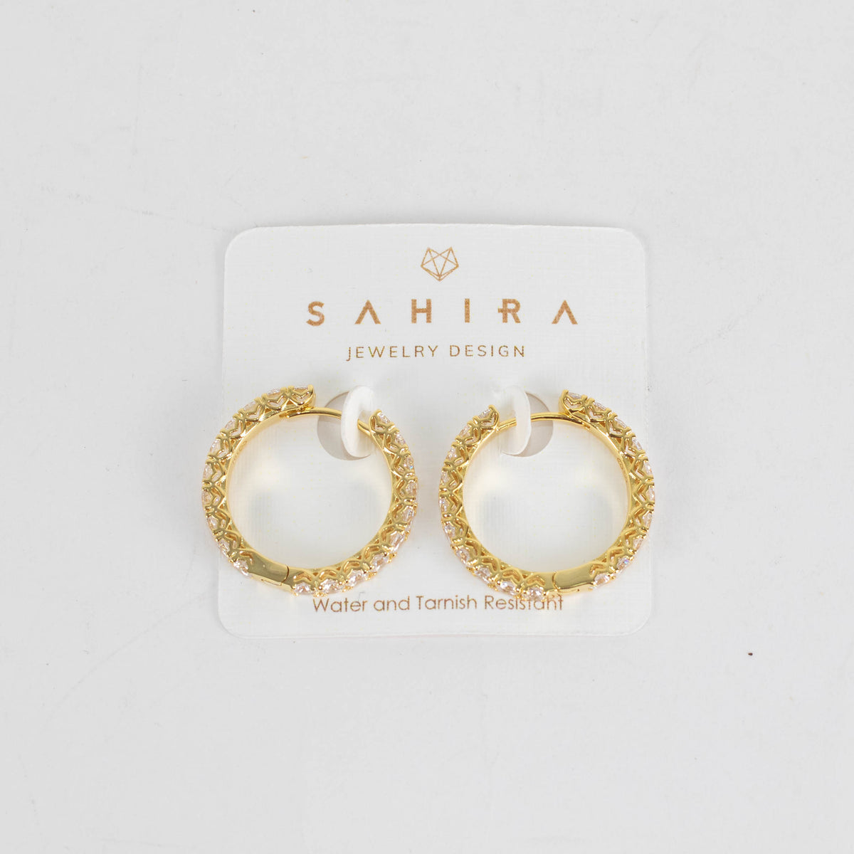 Sahira Gold Piper Cubic Zirconia 25mm Hoops