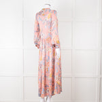 Dea Kudibal Blue and Pink Silk Tiered Maxi Dress