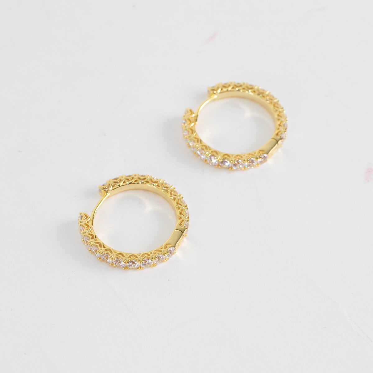 Sahira Gold Piper Cubic Zirconia 25mm Hoops