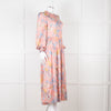Dea Kudibal Blue and Pink Silk Tiered Maxi Dress