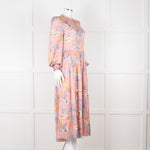 Dea Kudibal Blue and Pink Silk Tiered Maxi Dress
