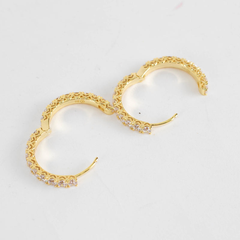 Sahira Gold Piper Cubic Zirconia 25mm Hoops