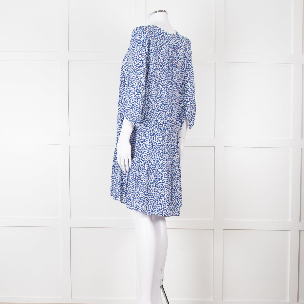 Gerard Darel Blue and White Leaf Print Mini Dress