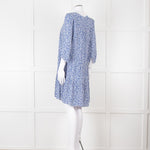 Gerard Darel Blue and White Leaf Print Mini Dress