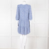 Gerard Darel Blue and White Leaf Print Mini Dress