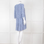 Gerard Darel Blue and White Leaf Print Mini Dress