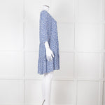 Gerard Darel Blue and White Leaf Print Mini Dress