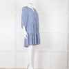 Gerard Darel Blue and White Leaf Print Mini Dress
