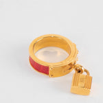 Hermes Gold Red Kelly Cadena Leather Scarf Ring