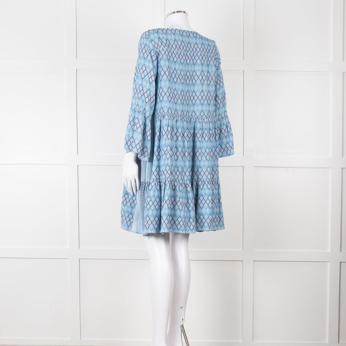 Cecilie Copenhagen Blue Woven Chevron Pattern Mini Dress