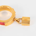 Hermes Gold Red Kelly Cadena Leather Scarf Ring