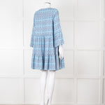 Cecilie Copenhagen Blue Woven Chevron Pattern Mini Dress