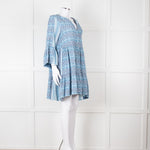 Cecilie Copenhagen Blue Woven Chevron Pattern Mini Dress
