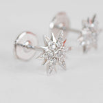 Elise Dray 18ct White Gold Diamond Star Burst Earrings