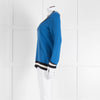 Claudie Pierlot Blue V Neck Jumper With Stripe Detail