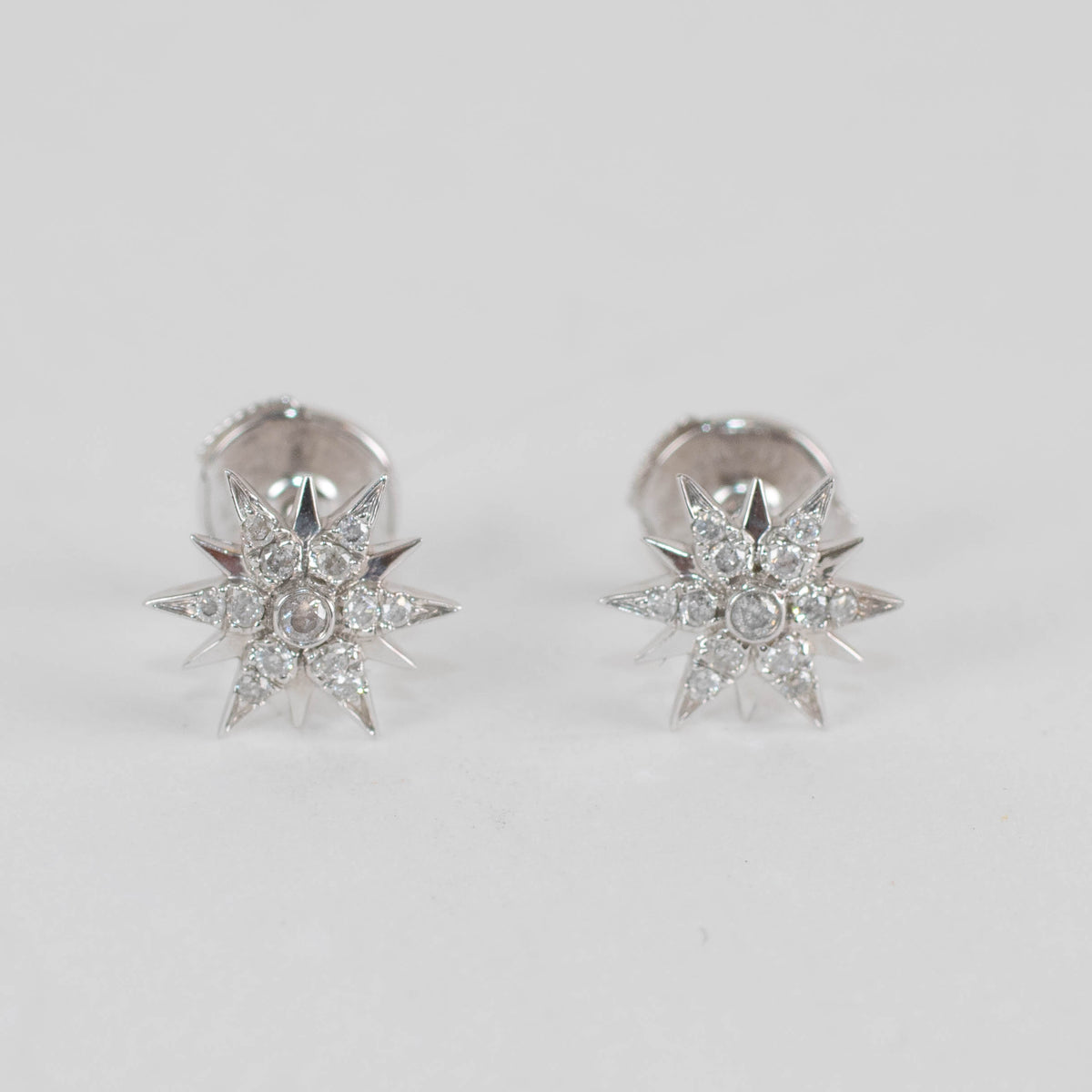 Elise Dray 18ct White Gold Diamond Star Burst Earrings