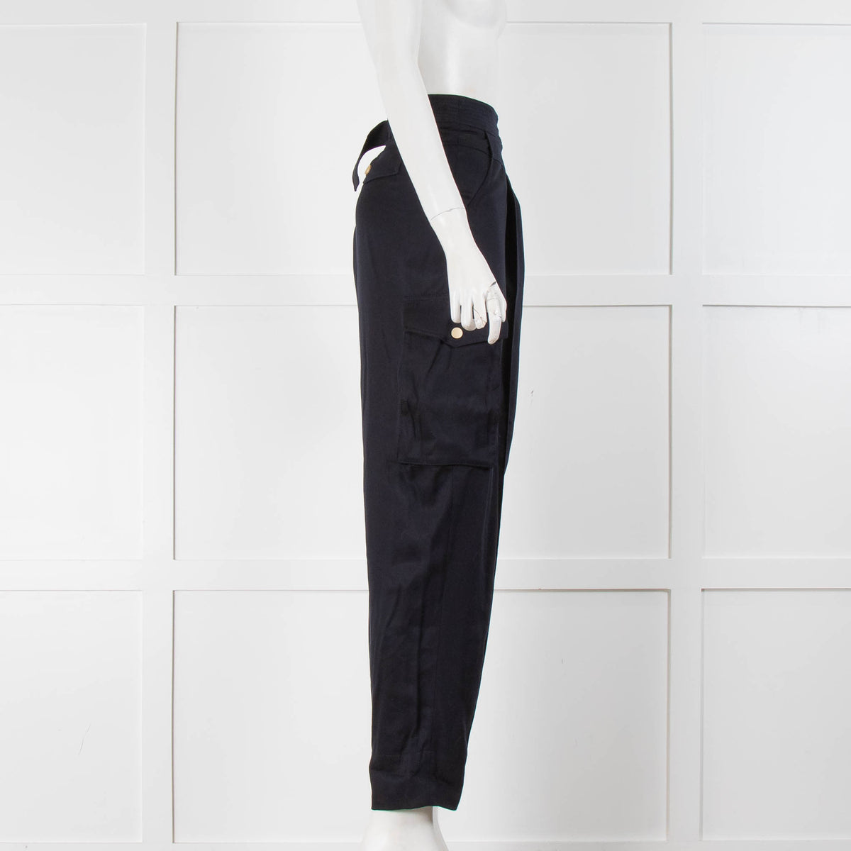 ME + EM Navy Blue Gold Button Cargo Trousers