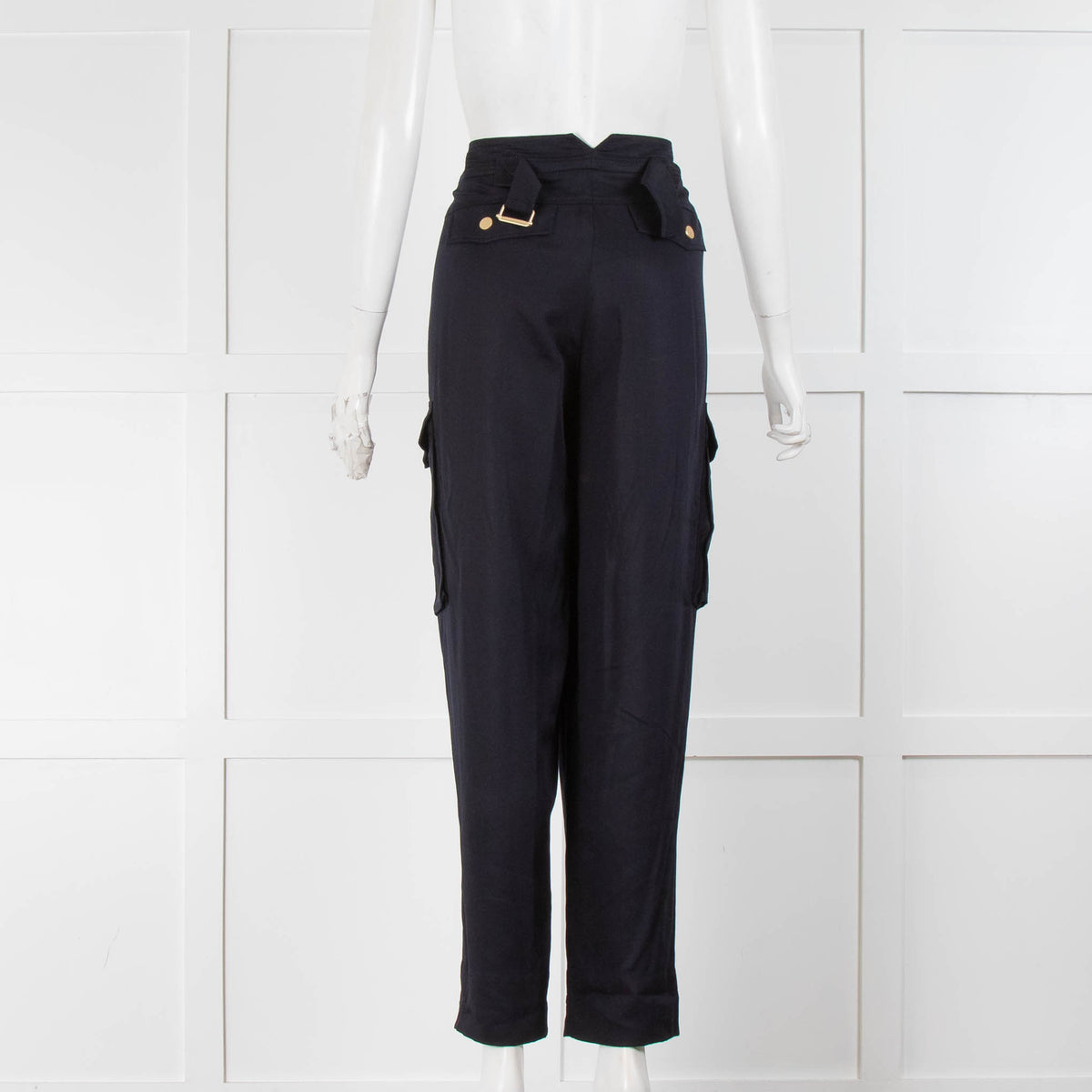 ME + EM Navy Blue Gold Button Cargo Trousers