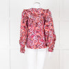 Magali Pascal Red Swirl Pattern Frilled Blouse