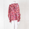 Magali Pascal Red Swirl Pattern Frilled Blouse