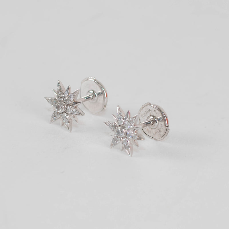 Elise Dray 18ct White Gold Diamond Star Burst Earrings
