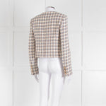 Veronica Beard Metallic Cream Blue Brown Boucle Tweed Short Jacket