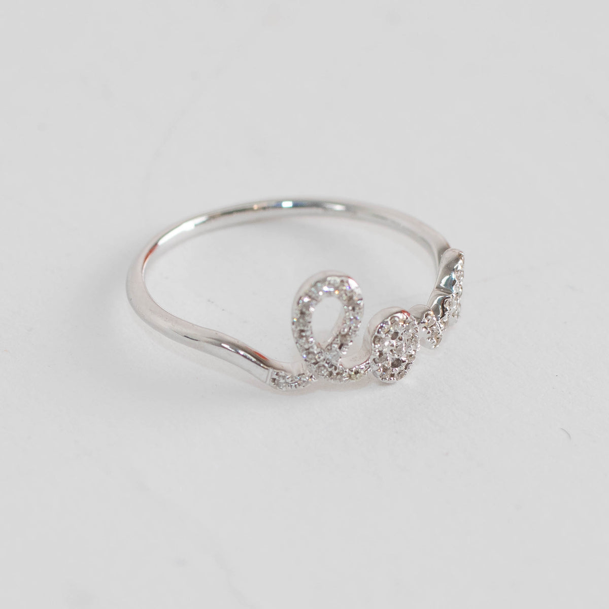 Sydney Evan 14ct White Gold & Pave Diamond Love Ring
