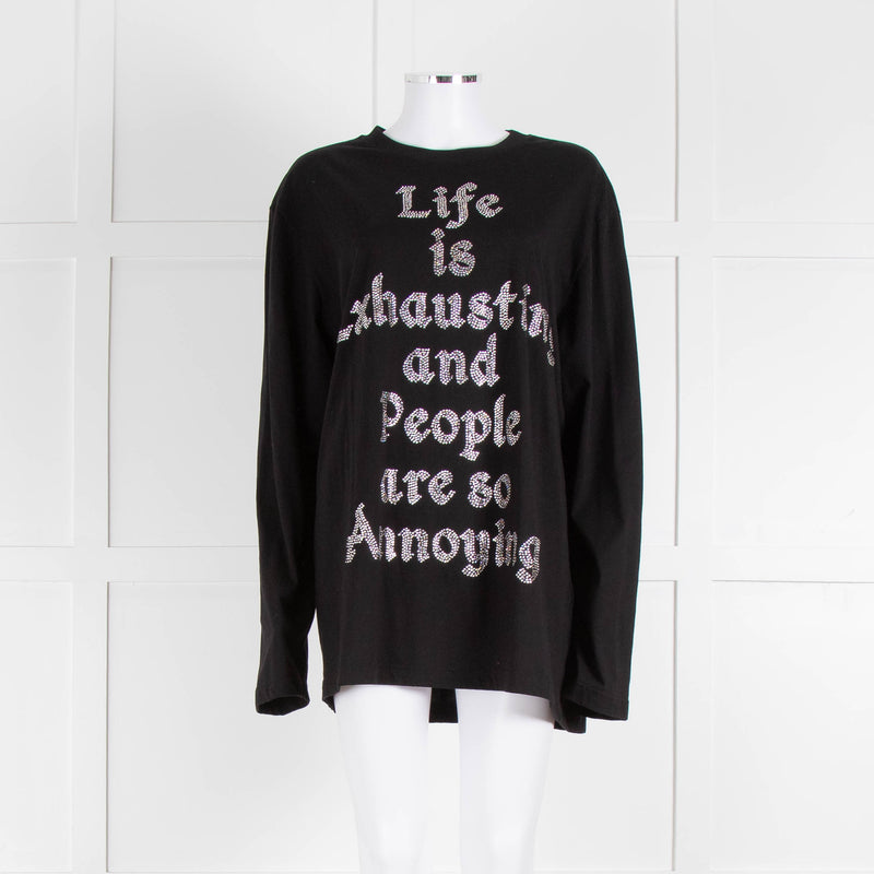 Ashish Life is Annoying Crystal Long Sleeve T Shirt