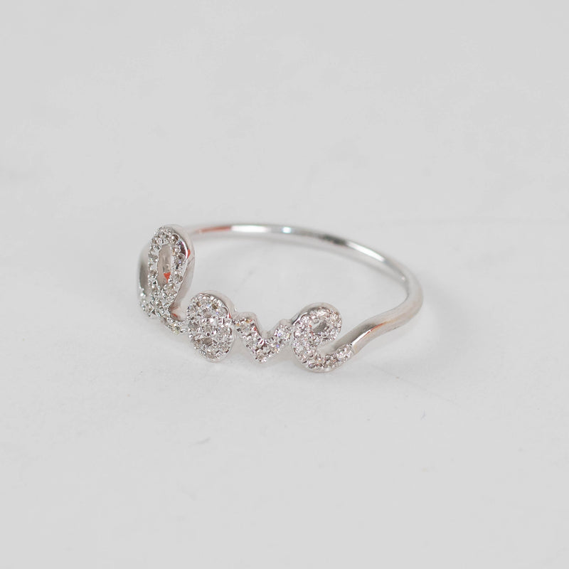 Sydney Evan 14ct White Gold & Pave Diamond Love Ring
