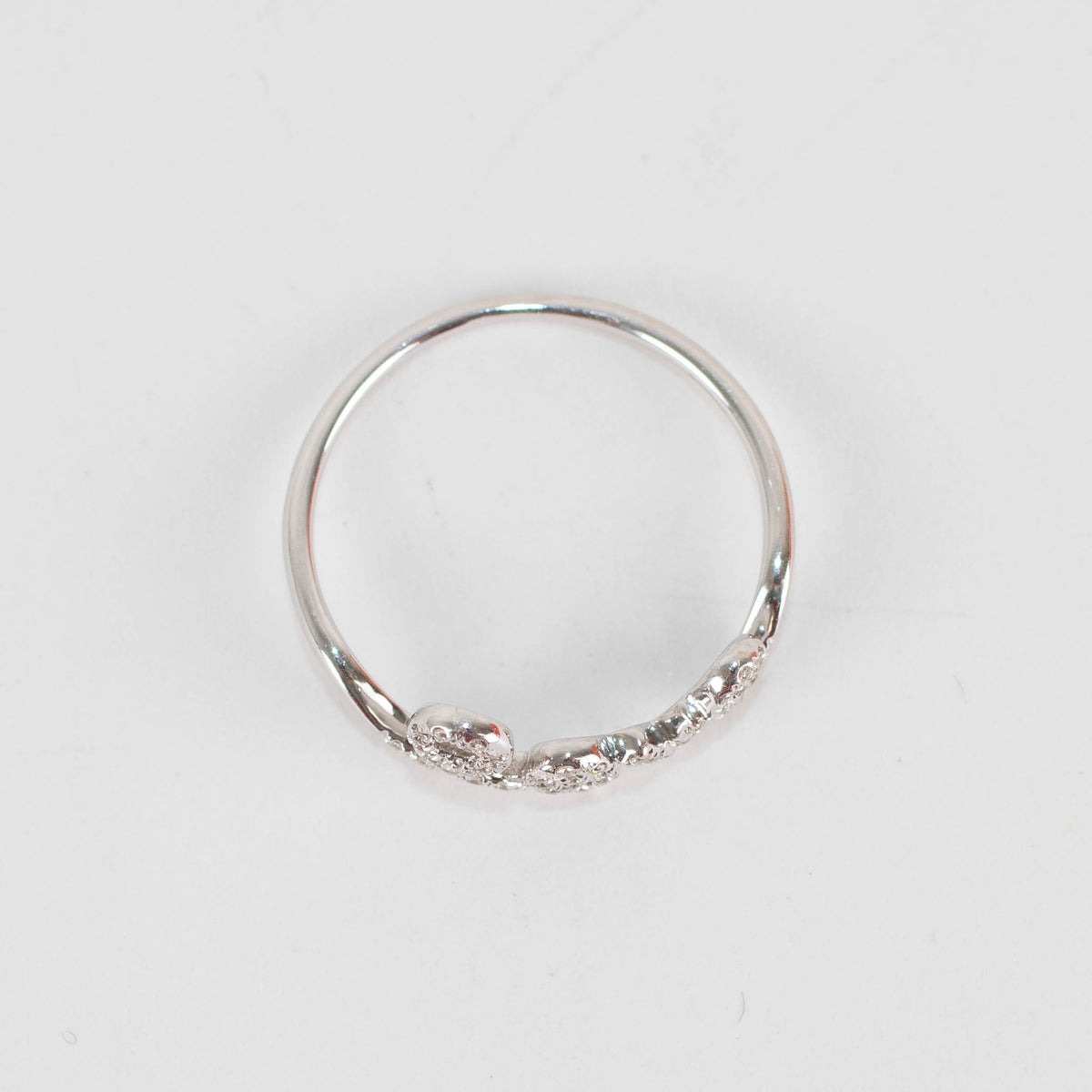 Sydney Evan 14ct White Gold & Pave Diamond Love Ring