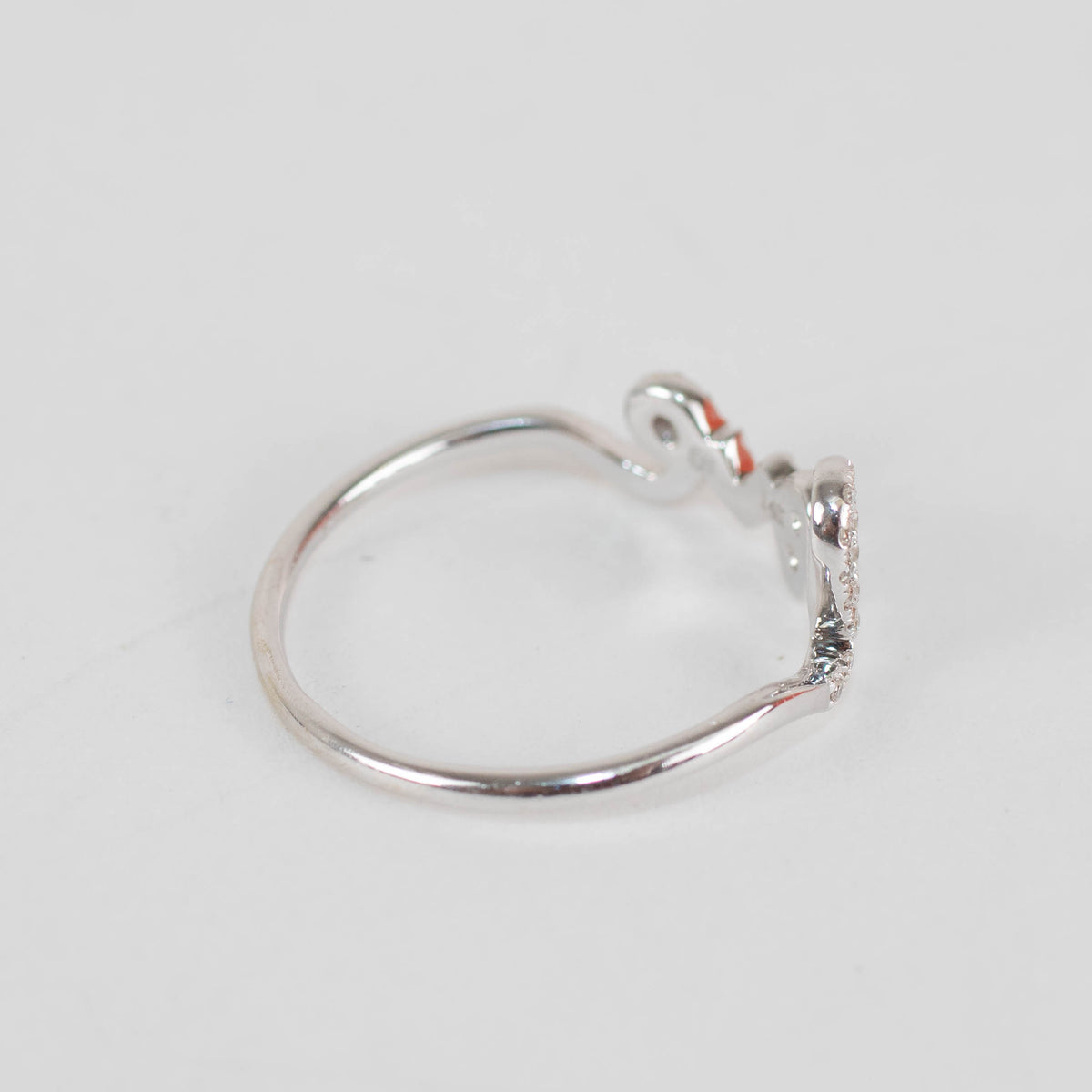 Sydney Evan 14ct White Gold & Pave Diamond Love Ring