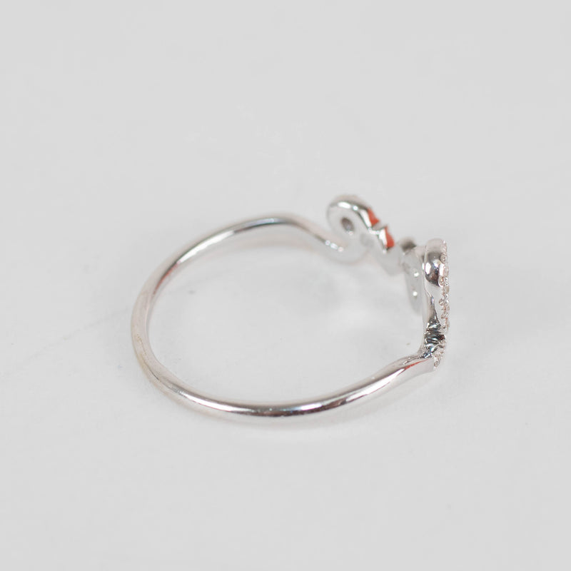 Sydney Evan 14ct White Gold & Pave Diamond Love Ring